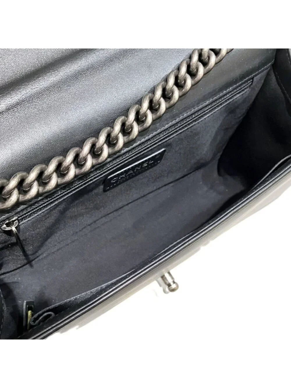 Chanel Large Chain Shoulder Bag Boy Lambskin
